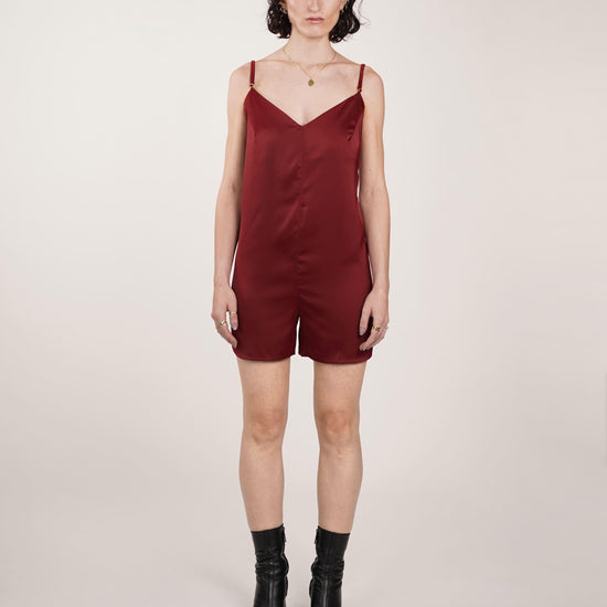 Combishort femme pyjama Jama bordeaux - La Totale