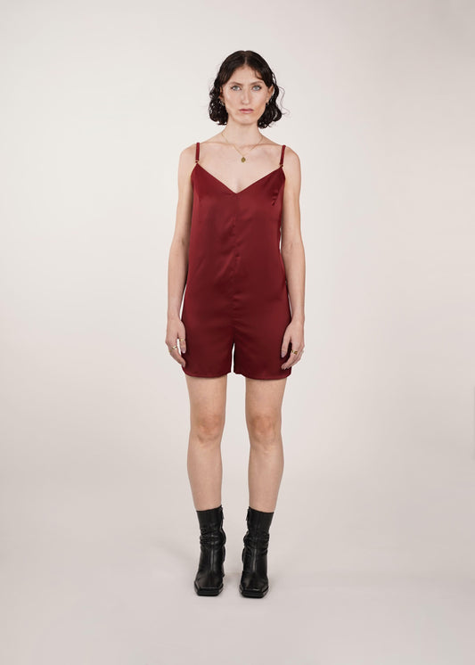 Combishort femme pyjama Jama bordeaux - La Totale