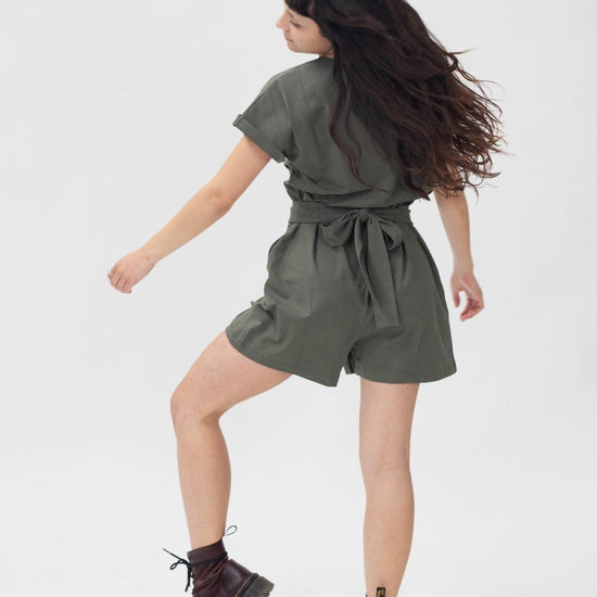 Combishort Femme Tee-short vert Kaki - La Totale