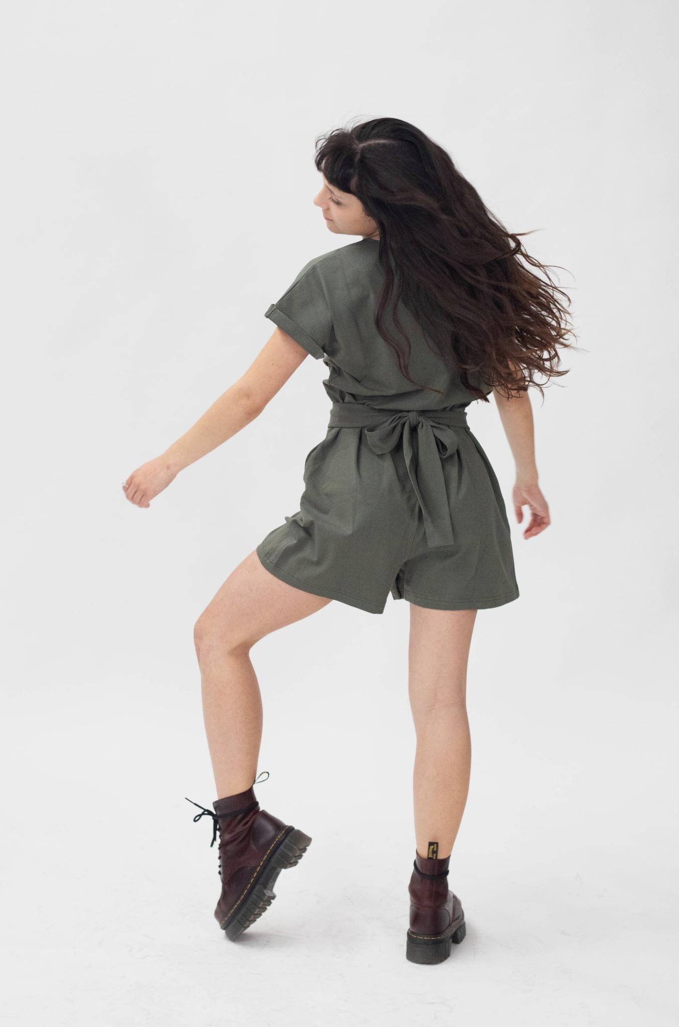 Combishort Femme Tee-short vert Kaki - La Totale