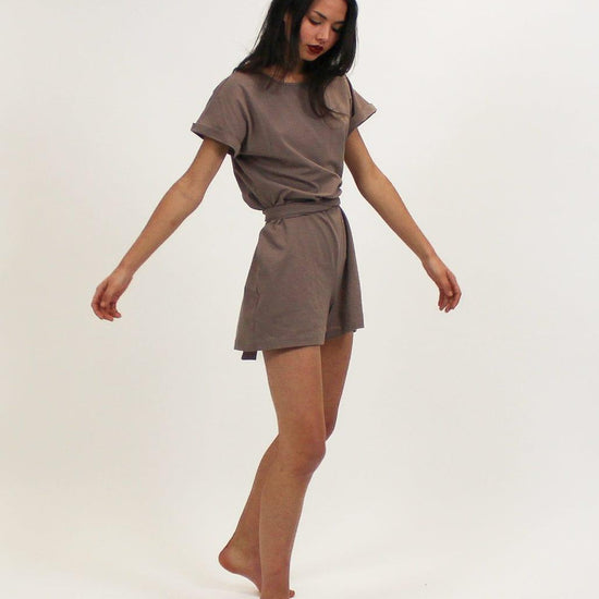 Combishort Tee-short gris taupe - La Totale