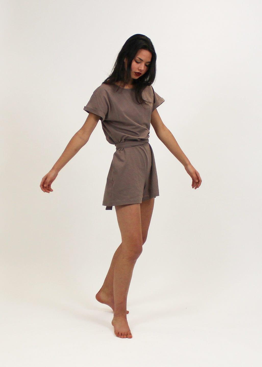 Combishort Tee-short gris taupe - La Totale