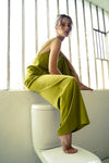 Combinaison pyjama femme Jama satin verte - La Totale